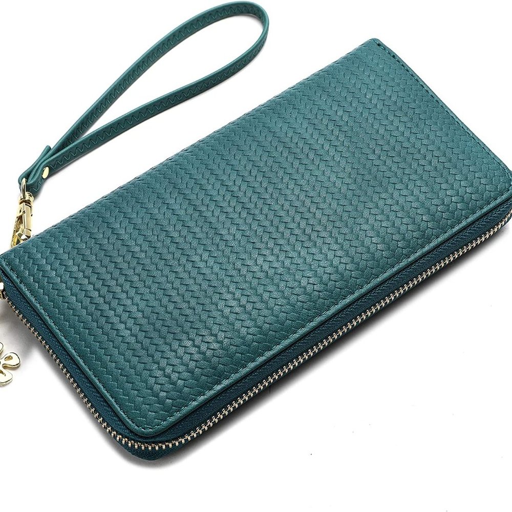 Women Soft Vegan leather Wallet RFID Blocking Phone Wristlet Clutch Card Holder - Picture 1 of 5